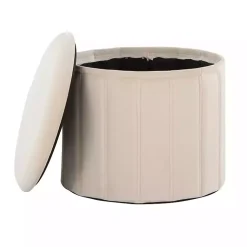 Kirklands Home Cream Collapsible Storage Ottoman White Outlet