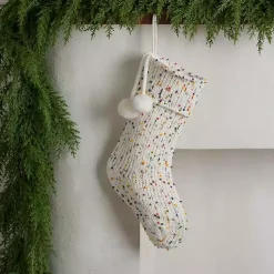 Christmas Stockings & Stocking Holders>Kirklands Home Cream Confetti Knit Christmas Stocking Ivory