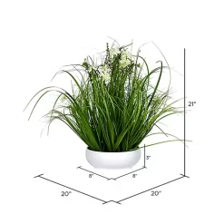 Arrangements & Greenery>Kirklands Home Cream Cosmos and Grass in White Pot, 21 in.