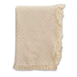 Blankets & Throws>Kirklands Home Cream Cross-Stitch Woven Throw Tan
