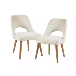 Kirklands Home Cream Cut-Out Pecan Wood Dining Chairs, Set of 2 White Online