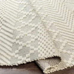 Kirklands Home Cream Diamond Tassel Wool Area Rug, 5x7 Ivory Discount