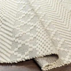 Kirklands Home Cream Diamond Tassel Wool Area Rug, 8x10 Ivory Discount