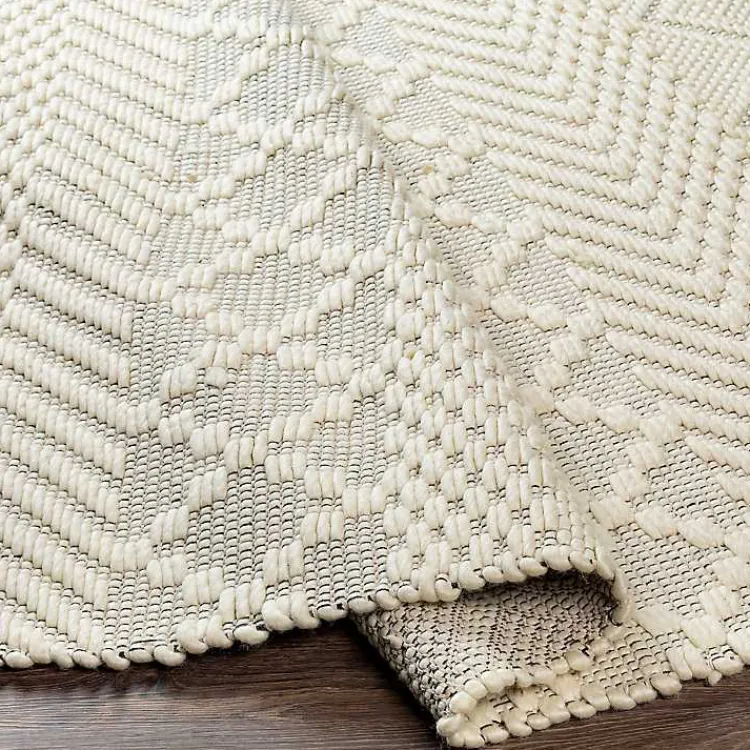 Kirklands Home Cream Diamond Tassel Wool Area Rug, 8x10 Ivory Discount