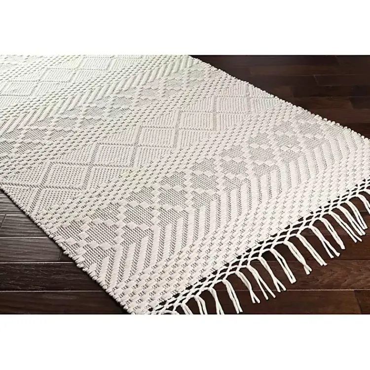 Kirklands Home Cream Diamond Tassel Wool Area Rug, 8x10 Ivory Discount