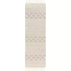 Kirklands Home Cream Diamond Tassel Wool Runner, 2x8 Ivory Online
