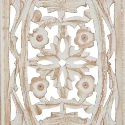 Kirklands Home Cream Distressed Carved Floral Wall Plaque Online