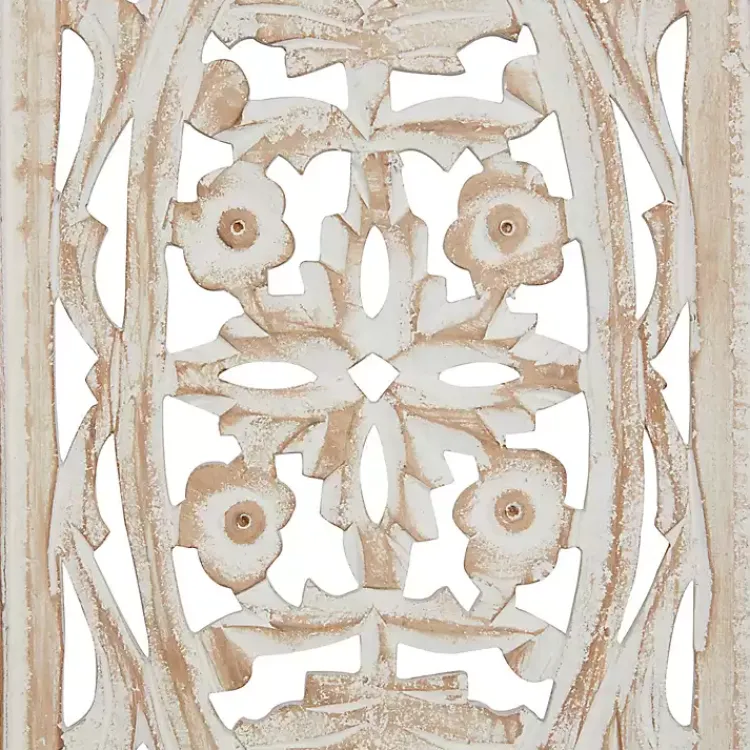 Kirklands Home Cream Distressed Carved Floral Wall Plaque Online