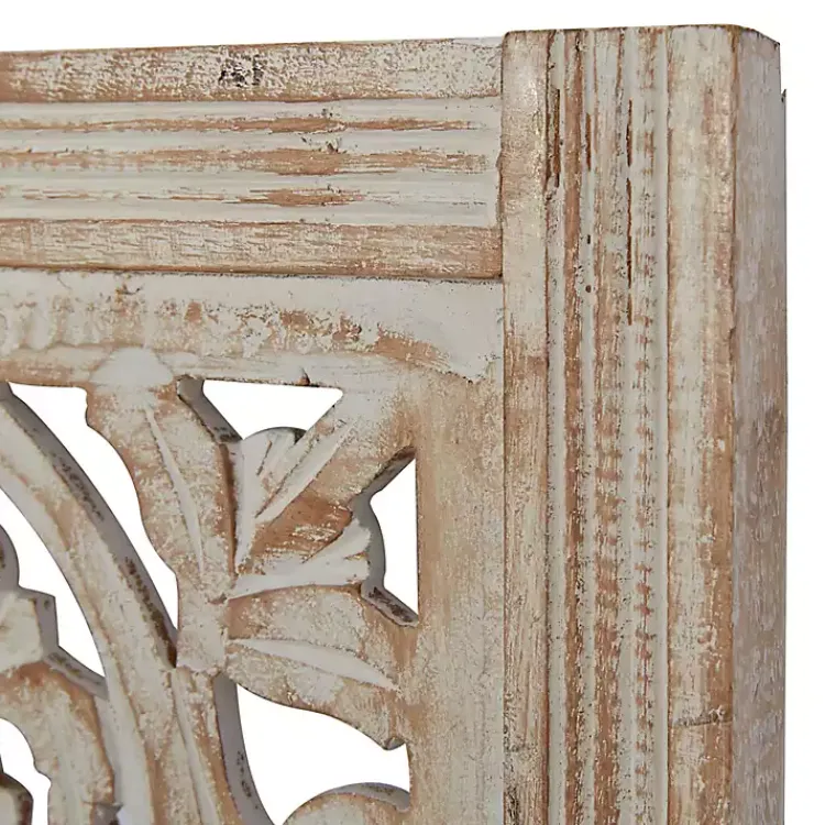 Kirklands Home Cream Distressed Carved Floral Wall Plaque Online