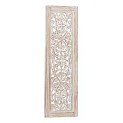 Kirklands Home Cream Distressed Carved Floral Wall Plaque Online