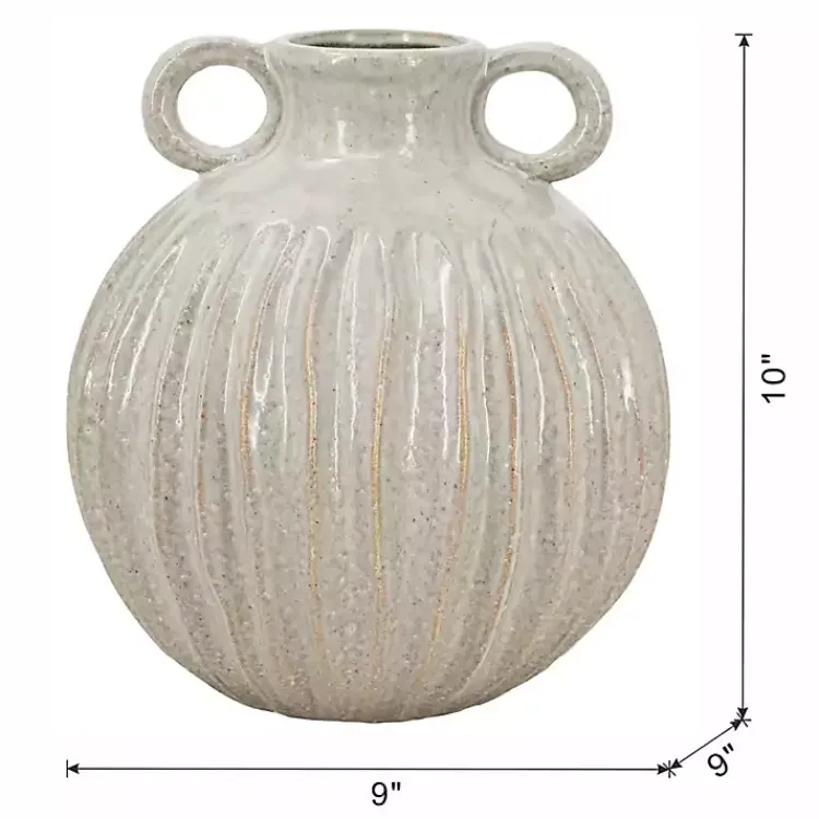 Vases>Kirklands Home Cream Drip Ceramic Vase with Handles, 9 in. White