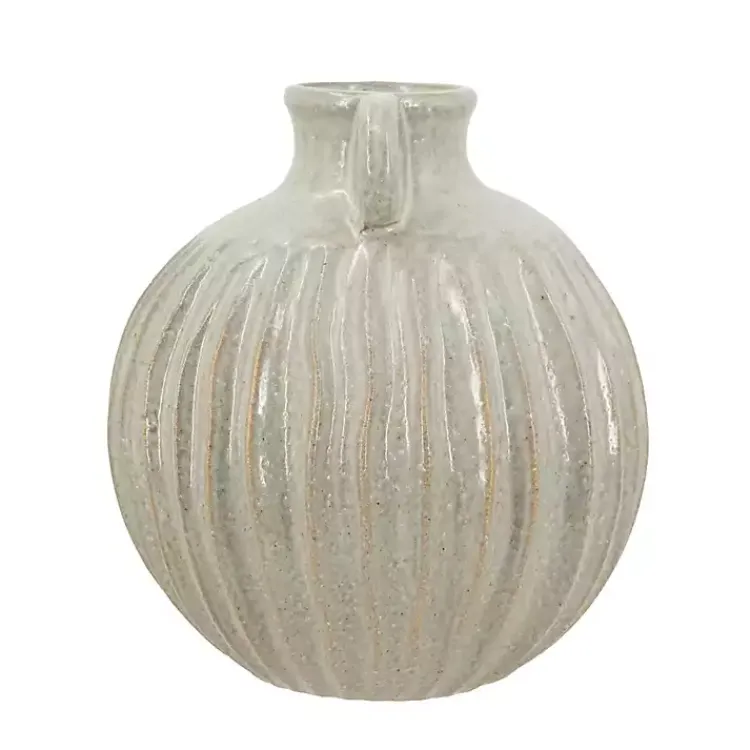 Vases>Kirklands Home Cream Drip Ceramic Vase with Handles, 9 in. White