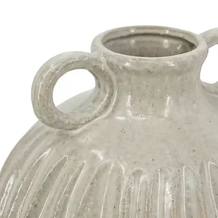 Vases>Kirklands Home Cream Drip Ceramic Vase with Handles, 9 in. White