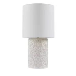 Kirklands Home Cream Embossed Floral Table Lamp White Online