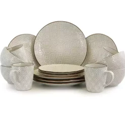 Kirklands Home Cream Embossed 16-pc. Dinnerware Set Ivory Hot