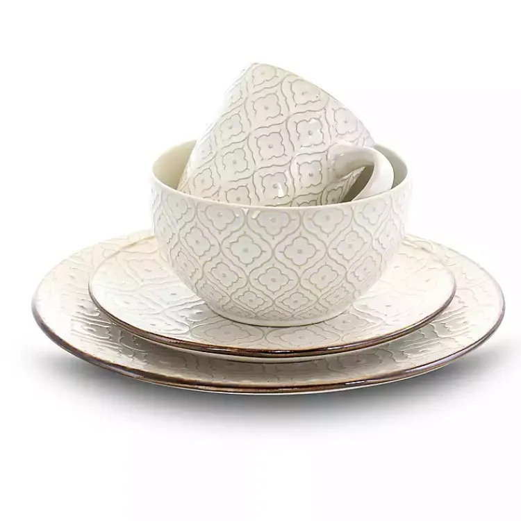 Kirklands Home Cream Embossed 16-pc. Dinnerware Set Ivory Hot