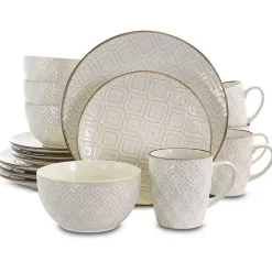 Kirklands Home Cream Embossed 16-pc. Dinnerware Set Ivory Hot