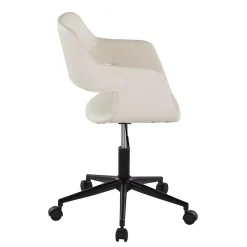Kirklands Home Cream Faux Leather & Black Marshall Office Chair White