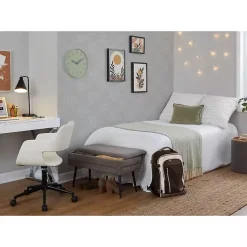 Kirklands Home Cream Faux Leather & Black Marshall Office Chair White