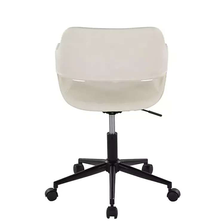 Kirklands Home Cream Faux Leather & Black Marshall Office Chair White