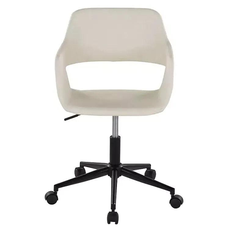 Kirklands Home Cream Faux Leather & Black Marshall Office Chair White