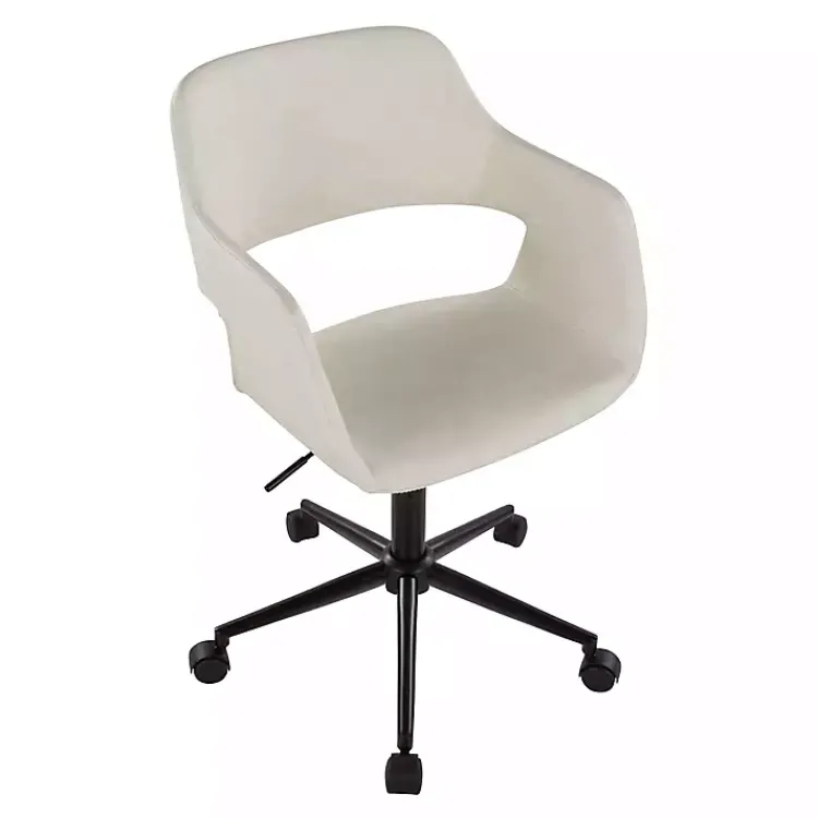 Kirklands Home Cream Faux Leather & Black Marshall Office Chair White