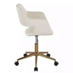 Kirklands Home Cream Faux Leather & Gold Marshall Office Chair White Best