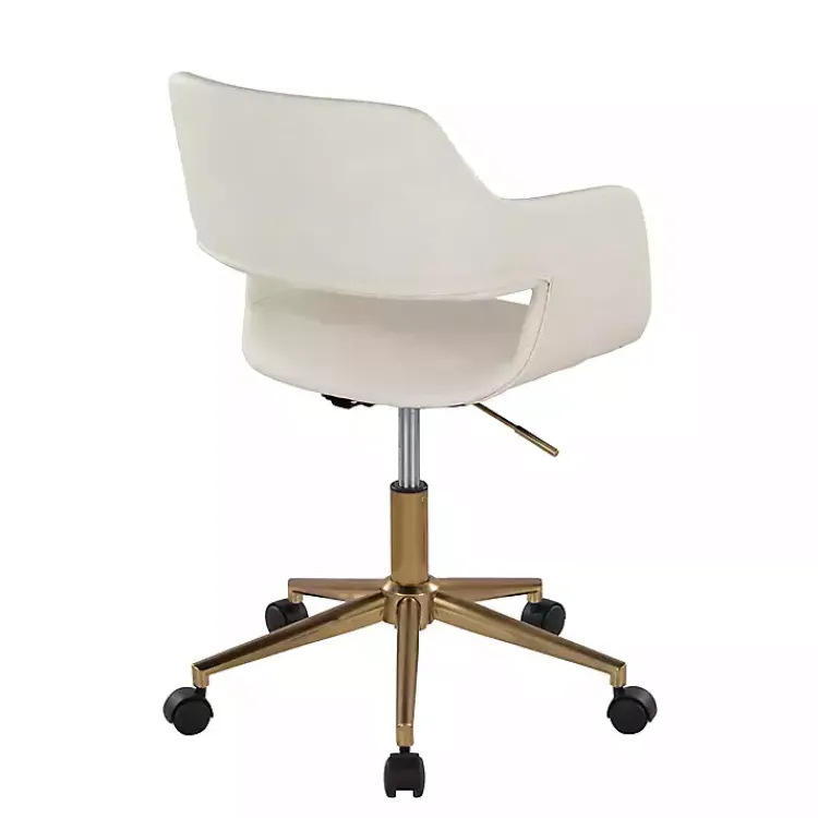 Kirklands Home Cream Faux Leather & Gold Marshall Office Chair White Best