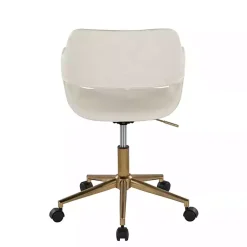 Kirklands Home Cream Faux Leather & Gold Marshall Office Chair White Best