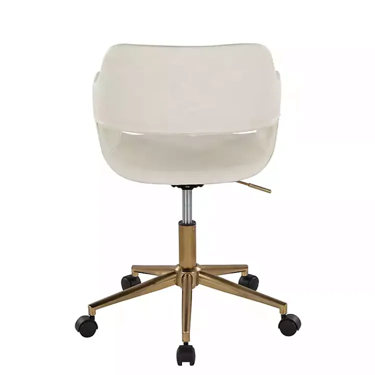 Kirklands Home Cream Faux Leather & Gold Marshall Office Chair White Best