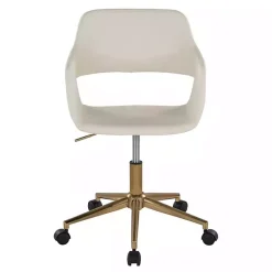 Kirklands Home Cream Faux Leather & Gold Marshall Office Chair White Best