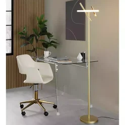 Kirklands Home Cream Faux Leather & Gold Marshall Office Chair White Best