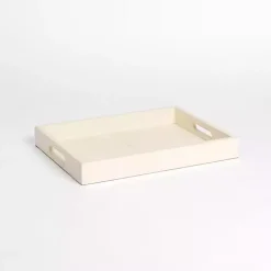 Decorative Trays>Kirklands Home Cream Faux Leather Decorative Tray White