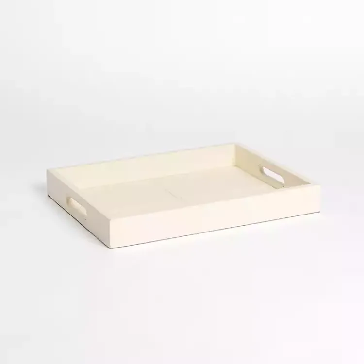 Decorative Trays>Kirklands Home Cream Faux Leather Decorative Tray White