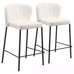 Kirklands Home Cream Faux Leather Liddy Counter Stools, Set of 2 White Outlet