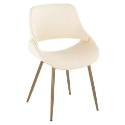 Kirklands Home Cream Faux Leather Scooped Accent Chairs, Set of 2 White New