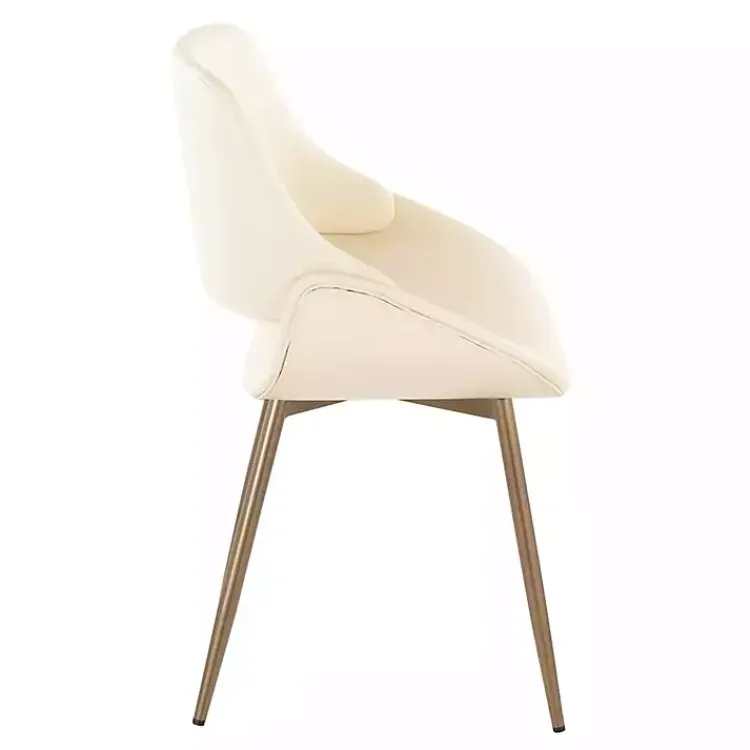 Kirklands Home Cream Faux Leather Scooped Accent Chairs, Set of 2 White New