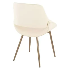 Kirklands Home Cream Faux Leather Scooped Accent Chairs, Set of 2 White New