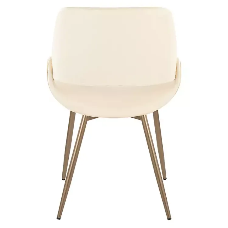 Kirklands Home Cream Faux Leather Scooped Accent Chairs, Set of 2 White New