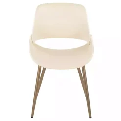 Kirklands Home Cream Faux Leather Scooped Accent Chairs, Set of 2 White New