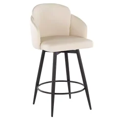 Kirklands Home Cream Faux Leather Swivel Counter Stools, Set of 2 White Clearance