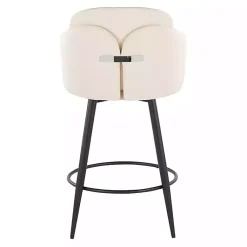Kirklands Home Cream Faux Leather Swivel Counter Stools, Set of 2 White Clearance