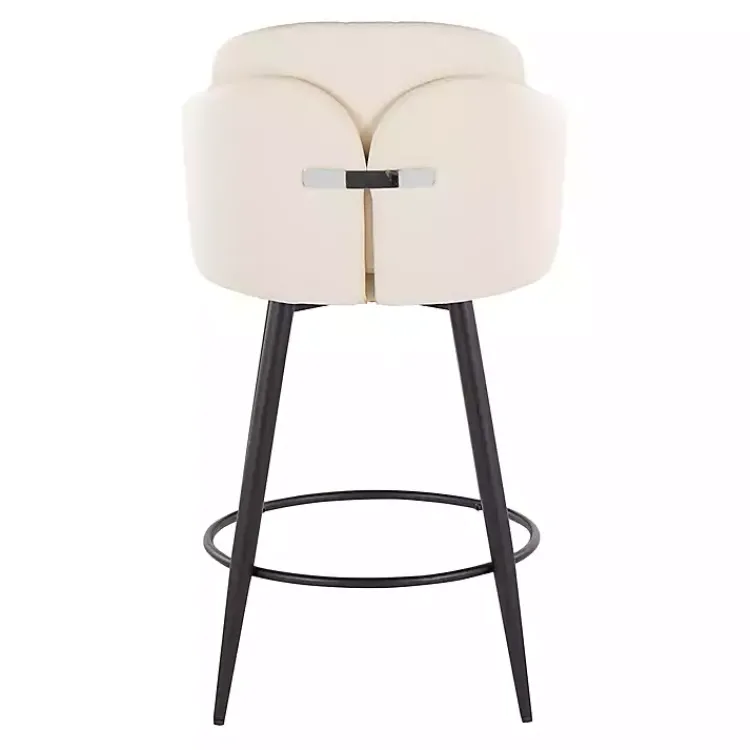 Kirklands Home Cream Faux Leather Swivel Counter Stools, Set of 2 White Clearance