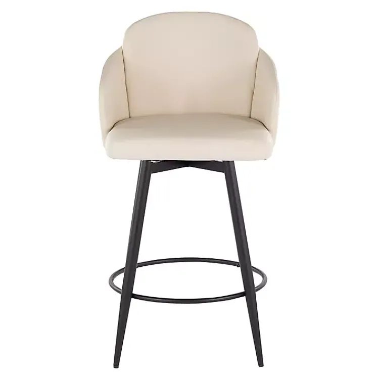 Kirklands Home Cream Faux Leather Swivel Counter Stools, Set of 2 White Clearance