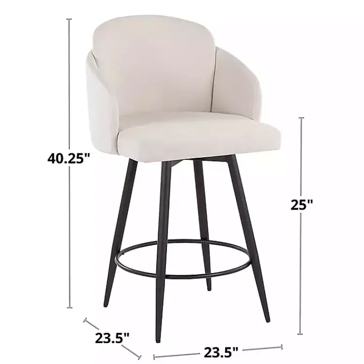 Kirklands Home Cream Faux Leather Swivel Counter Stools, Set of 2 White Clearance