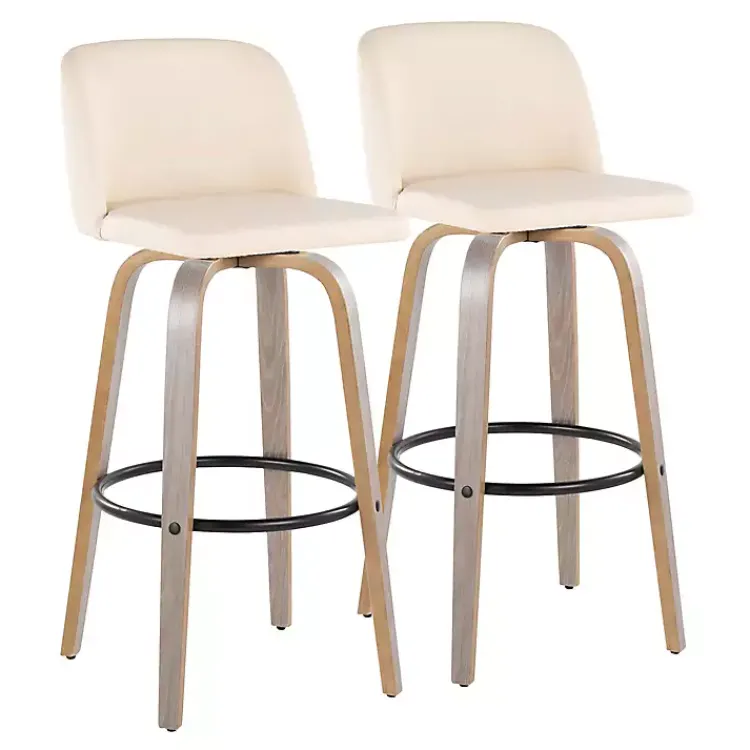 Kirklands Home Cream Faux Leather Torino Bar Stools, Set of 2 Ivory Online