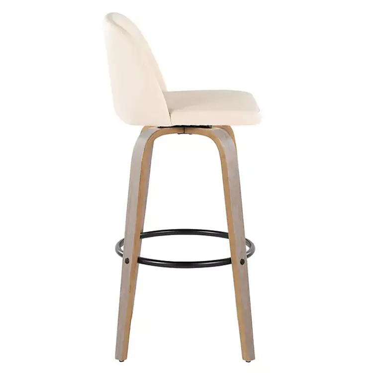 Kirklands Home Cream Faux Leather Torino Bar Stools, Set of 2 Ivory Online