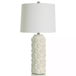Kirklands Home Cream Floral Ceramic Table Lamp White Best