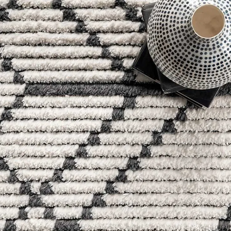 Kirklands Home Cream Geometric Diamonds Fringed Area Rug, 7x10 Hot