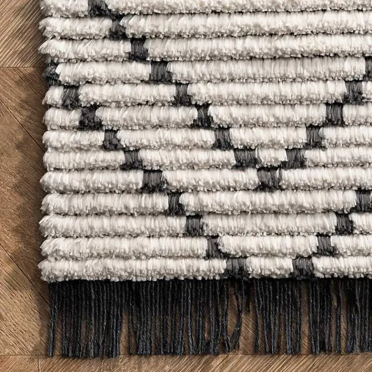 Kirklands Home Cream Geometric Diamonds Fringed Area Rug, 7x10 Hot